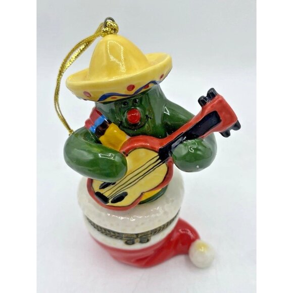 Papa Noel Sombrero Snowman Ornament Trinket Box Guitar Mexican Christmas Holiday - Picture 1 of 12